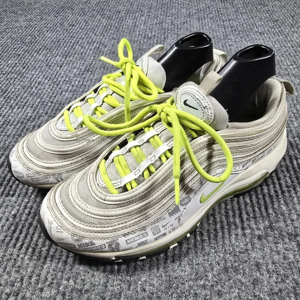 Nike Air Max 97 Shoes 6.5Y Womens Size 8 White Volt Gray Reflective‎ 921522-108